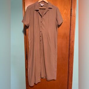 Raw silk shirt dress or short-sleeved duster